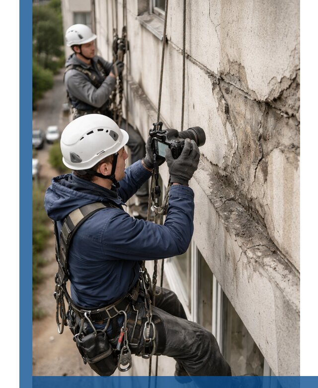 Фотофиксация дефектов фасада с высотной съемкой в Нальчике