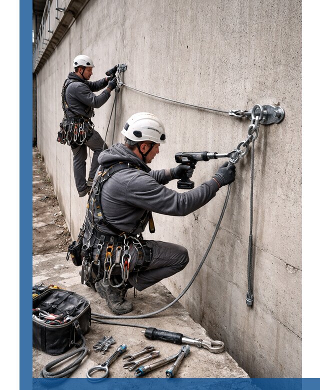 Монтаж анкерных линий высотной безопасности в Нальчике