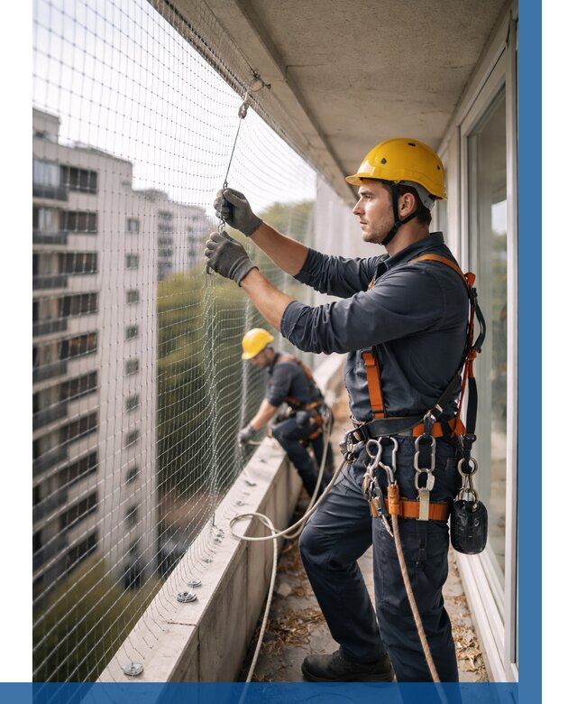 Монтаж сетки от птиц в Нальчике от 4663 р. | ВЫСОТНИК-Нль